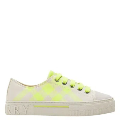 Burberry Kids Mini Jack Check Cotton Sneakers In White