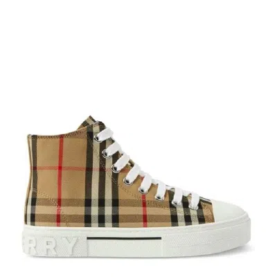 Burberry Kids Mini Jack Check Pattern High Top Sneakers In Brown