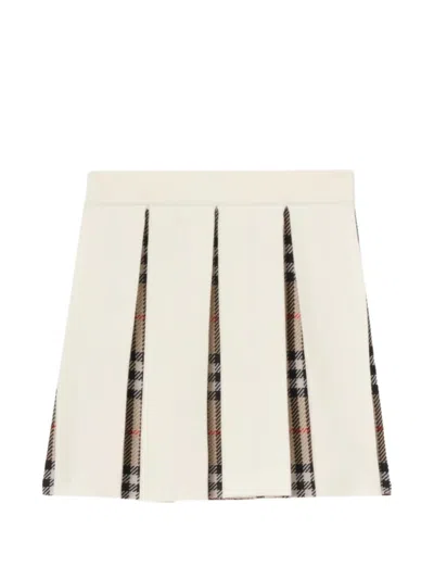 Burberry Kids Mini Sophisticated Skirt With Iconic Check In Bianco