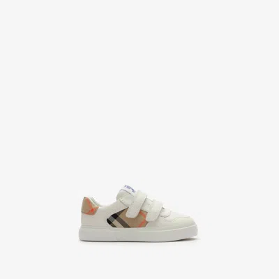 Burberry Kids Mini Velcro Sneakers With Rubber Sole For Girls In White