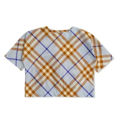 Burberry Kids Noa Check Print Silk Shirt In Multi