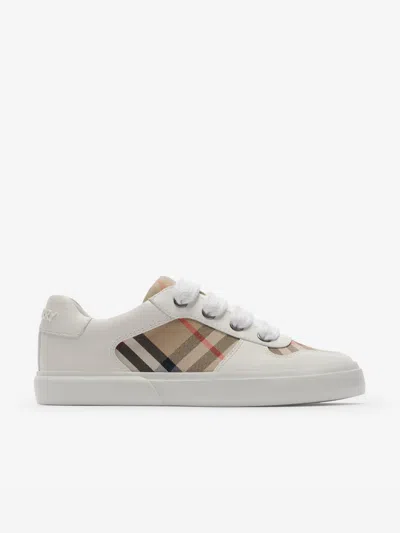 Burberry Check Cotton Sneakers In White