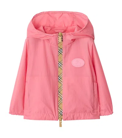 Burberry Kids Nylon Check-tape Jacket In Pink