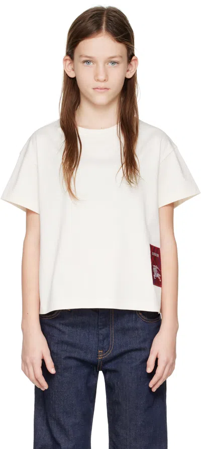 Burberry Kids Pink Check Label Cotton T-shirt In Pale Cameo