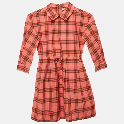 Pre-owned Burberry Kids Pink Checks Cotton Crissida Dress 10 Yrs