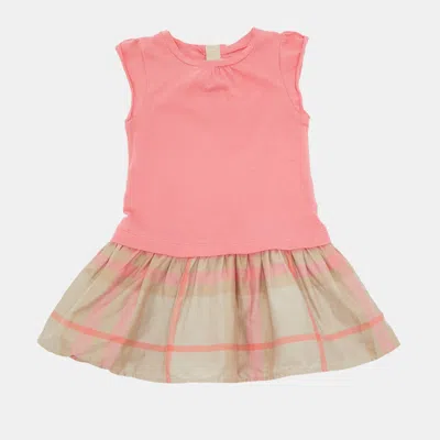 Pre-owned Burberry Kids Pink Cotton Short Dress 18m