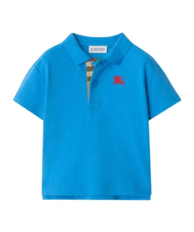 Burberry Kids Piqu Polo Shirt In Blue
