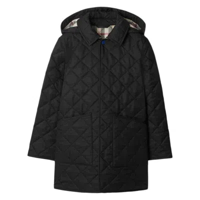 Burberry Kids Rowan Quilted Hooded Jacket In Black