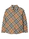 Burberry Beige Shirt With Check Motif In Cotton Boy In Grey