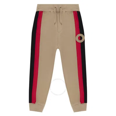 Burberry Kids Side Stripe Logo-patch Track Pants In Beige
