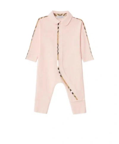 Burberry Kids Sleepsuit Bib And Hat Baby Set In Pink