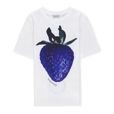 Burberry Kids Strawberry Printed Crewneck T-shirt In White
