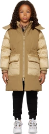 Burberry Kids Tan Reva Down Coat In Light Camel
