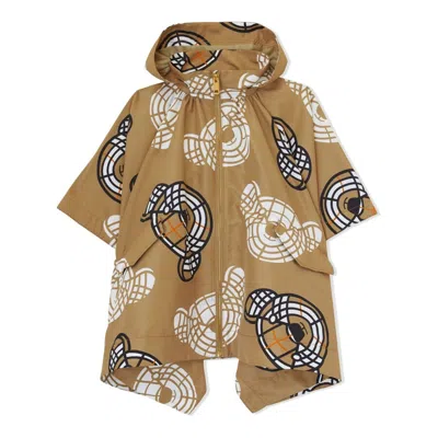 Burberry Kids Thomas Bear-print Hooded Cape In Beige