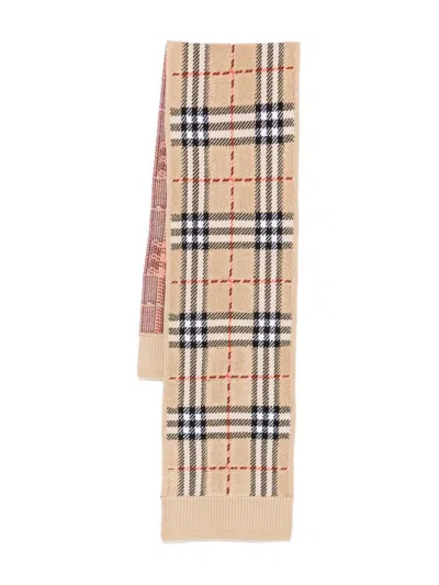 Burberry Kids Towelling Chk Scarf In Brown