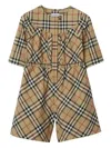 Burberry Checkered Cotton Twill Blouse In Beige