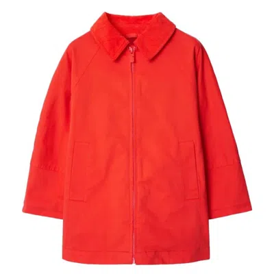 Burberry Kids Veronica Corduroy Collar Jacket In Red