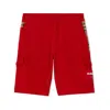 Burberry Boy's Hal Bicolor Logo Plaque Shorts In Red