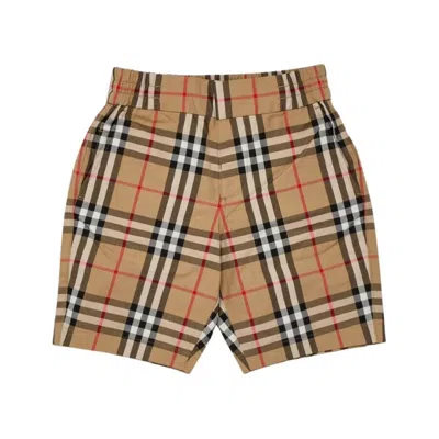 Burberry Kids Vintage Check Elasticated Cotton Shorts In Brown