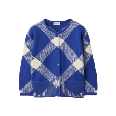 Burberry Kids Vintage Check Knitted Cardigan In Blue