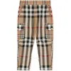 Burberry Mixed Vintage Check Cargo Trousers In Beige