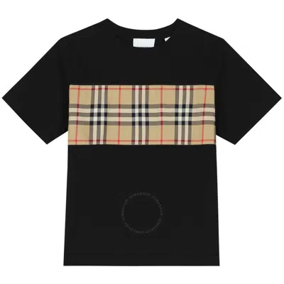 Burberry Vintage Check Panelled Cotton T-shirt In Black