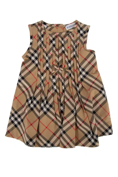 Burberry Kids Vintage Check Pleated Sleeveless Dress In Multi