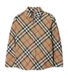 Burberry Beige Shirt With Check Motif In Cotton Boy In Brown