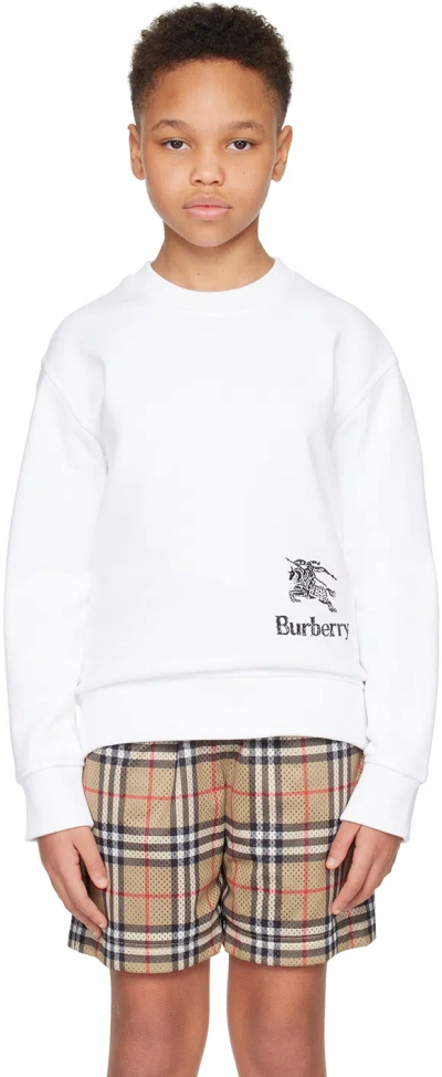 Burberry Kids White Embroidered Sweatshirt
