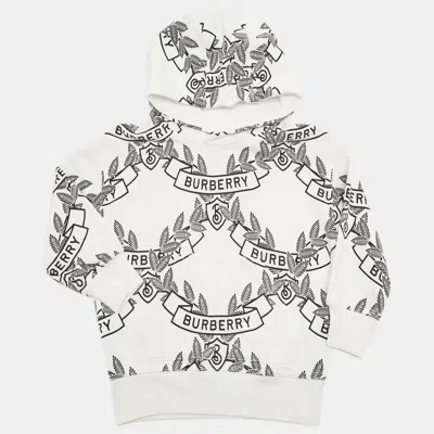 Pre-owned Burberry Kids White Printed Cotton Hoodie 4yrs