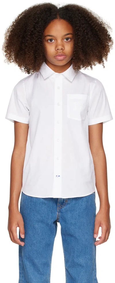Burberry Kids White Stretch Cotton Shirt