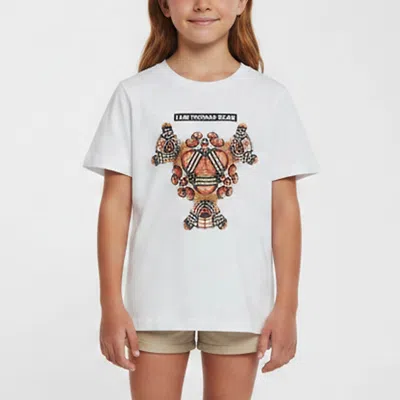 Pre-owned Burberry Kids White Thomas Bear Graphic Jersey T-shirt 8 Yrs