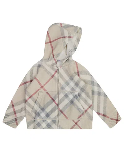 Burberry Kids' Checked Hoodie In Nude