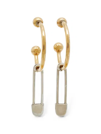 Pre-owned Burberry Kilt Pin Hoop Earrings In Gold