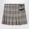 Burberry Grey Wool Kilt Skirt With Check Pattern Women In Gray