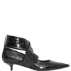 Burberry Kitten-heel Point-toe Embossed Leather Pumps In Black