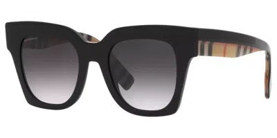 Pre-owned Burberry Kitty Women's Black Oversize Square Sunglasses Be4364 39428g 49 Italy In Gray