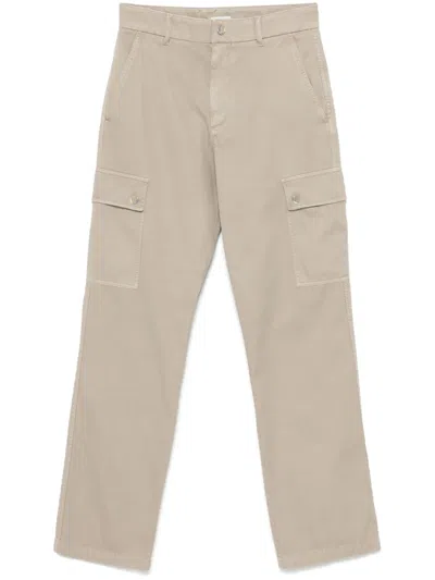 Burberry Cotton Cargo Trousers In Neutral