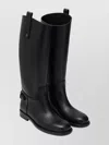 Burberry Women Black Boots With Side Logo Plaque In Leather Woman In Black