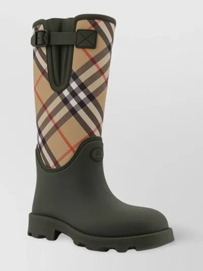 Burberry Knee-high Rainboots Plaid Insert