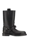 Burberry Knee-high Saddle Boots With Buckle Detail In Black