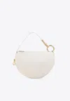 Burberry Half-moon Design Shoulder Bag With Gold Ring Detail In Neutral