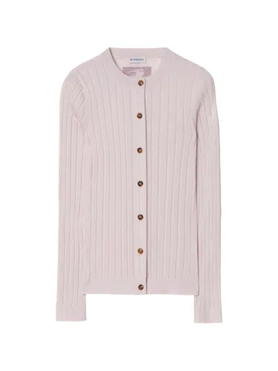Burberry Knight Cashmere Cardigan In Pink