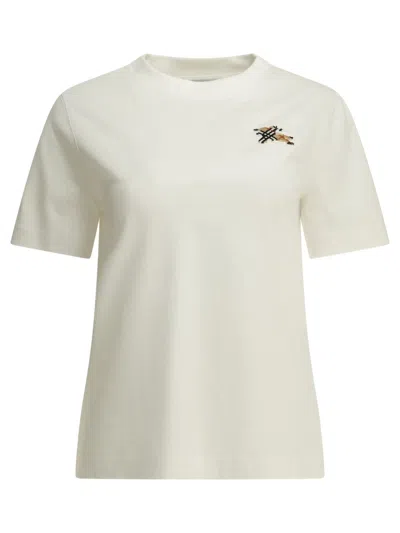 Burberry Cotton T-shirt With Embroidered Logo In White