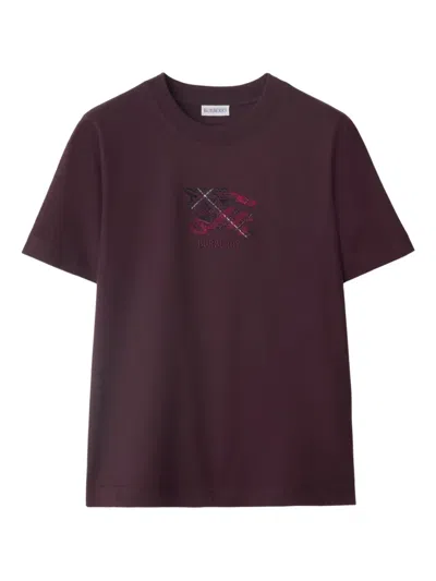 Burberry Knight Check T-shirt In Burgundy