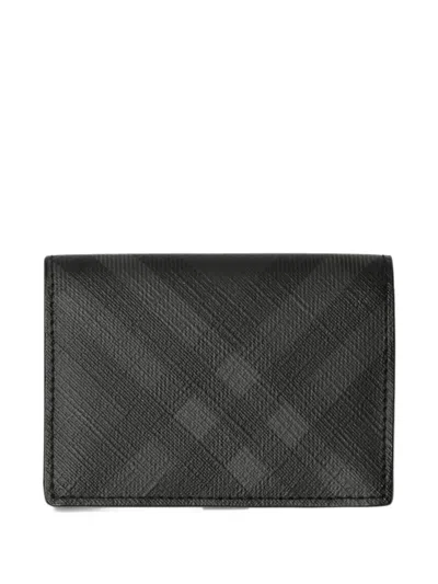 Burberry Knight City Check Bifold Card Case In Black