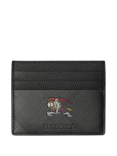 Burberry Knight City Check Card Case In Black