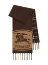 Burberry Knight-detail Checked Scarf In Brown