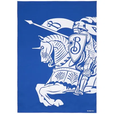 Burberry Knight Emblem Silk Scarf In Blue