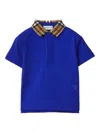 Burberry Blue Cotton Polo Shirt In Blue